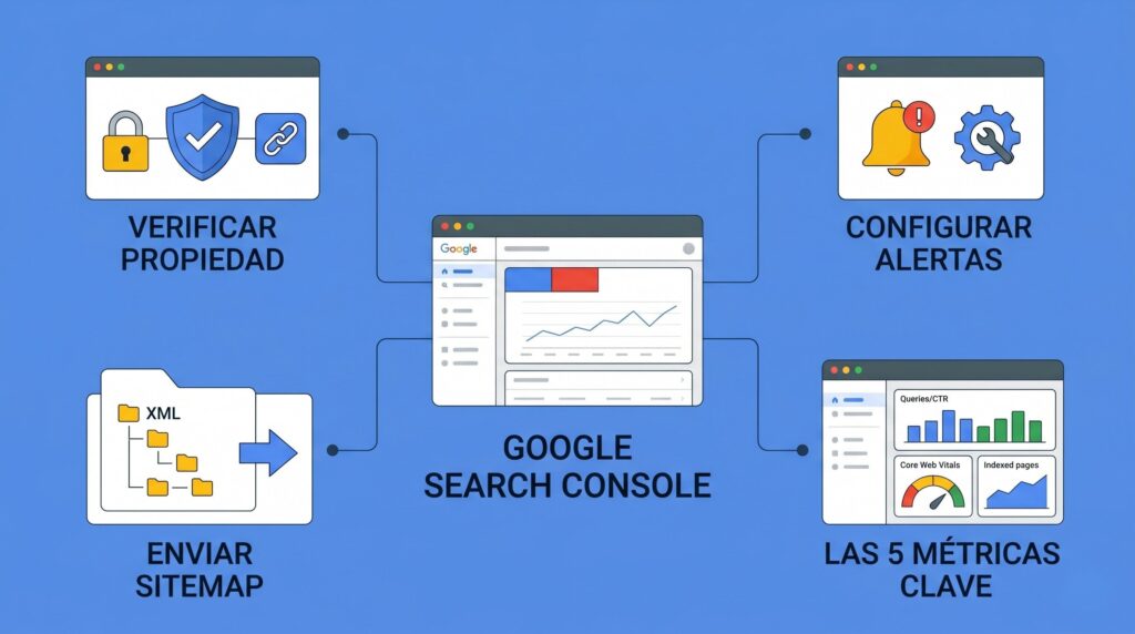 Configurar Google Search Console: panel principal con el informe de rendimiento