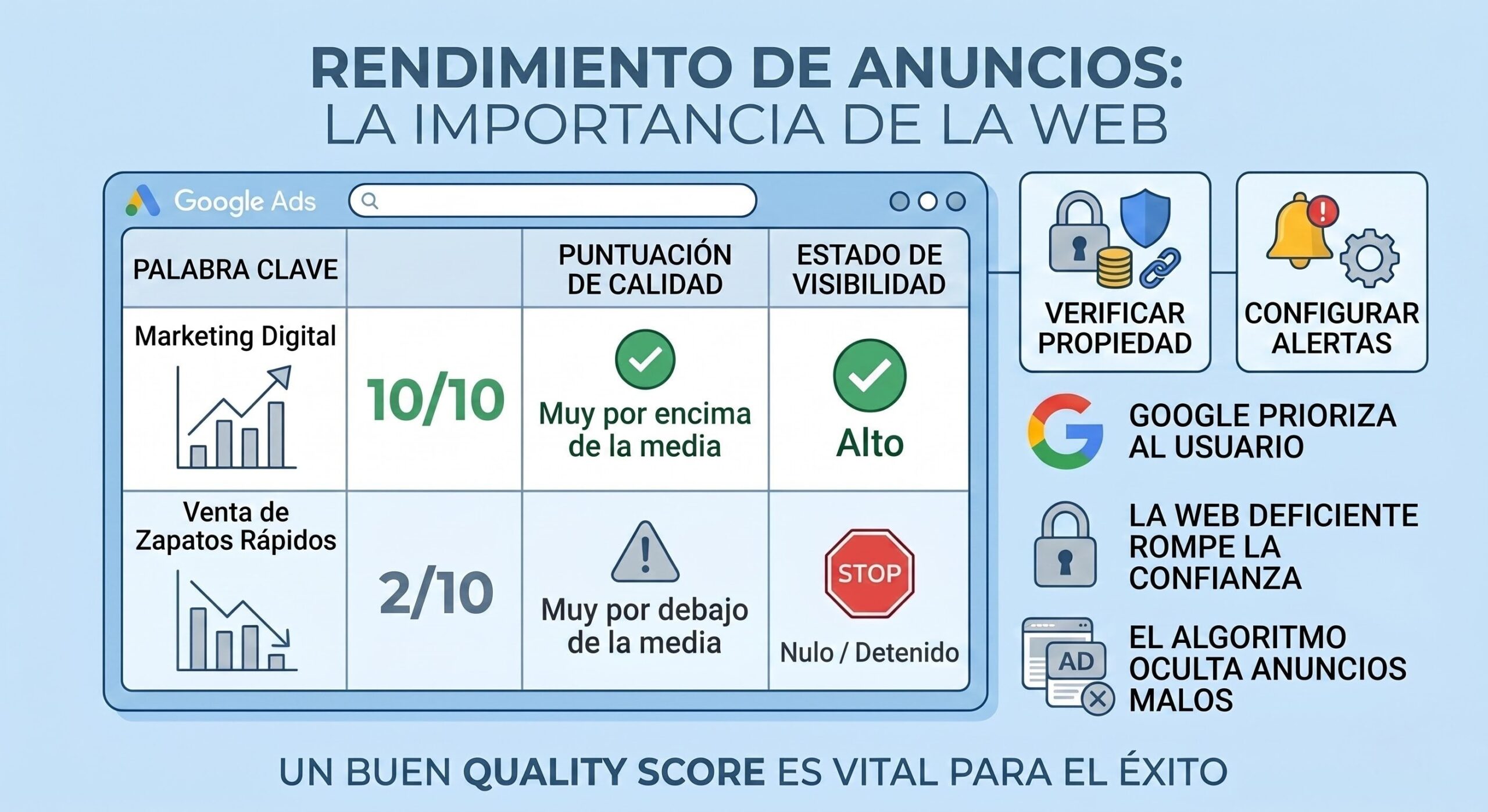 Google Ads y SEO técnico: relación entre el Quality Score y el rendimiento de los anuncios